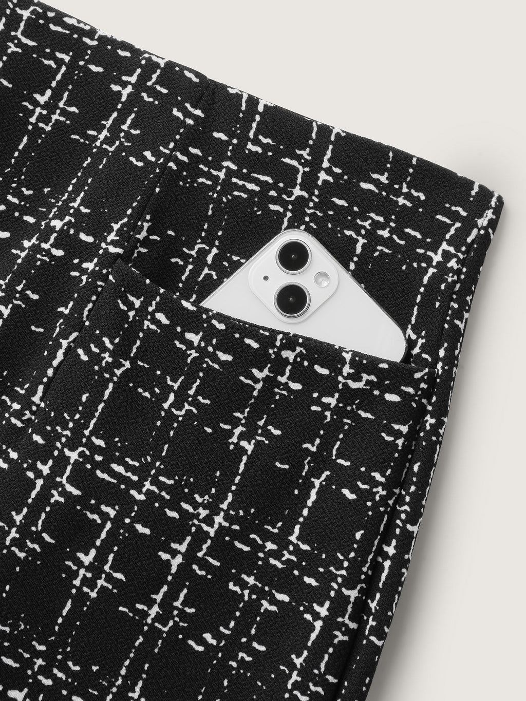 Tweed Texture Wide-Leg Pants