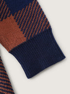 Supersoft Checkered Pattern Zip Knit Cardigan