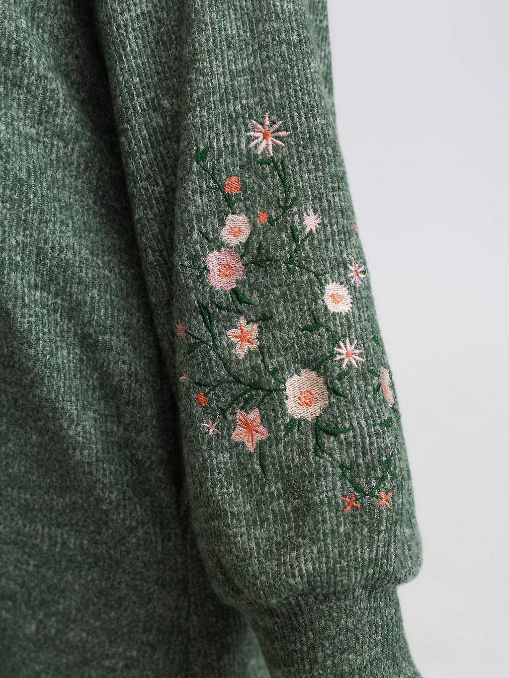 Floral Embroidered Sleeve Hooded Midi Dress