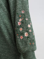 Floral Embroidered Sleeve Hooded Midi Dress