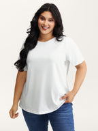 Stretchy Solid Crew Neck T-Shirt