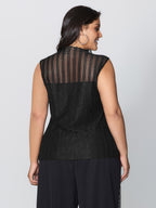 Lurex Sheer Neckline Lined Tank Top