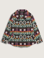 Geometric Velvet Button Pockets Coat