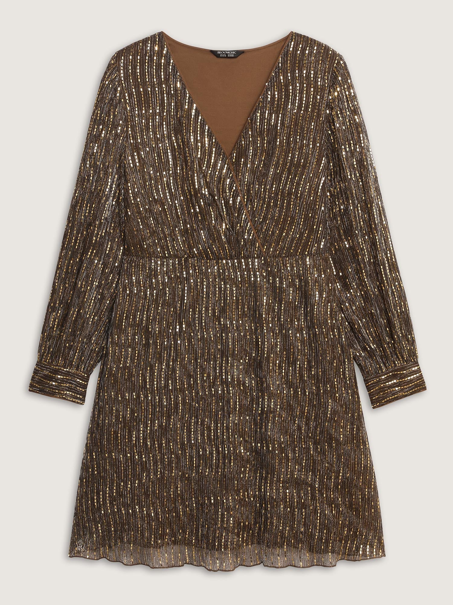 Glitter Surplice Neck Knee Dress