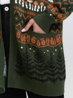 Fox in Forest Contrast Knit Cardigan
