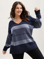 Striped Print Color Contrast Pullover
