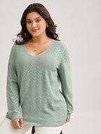 Texture V Neck Lightweight Pullover