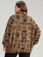 Geometric Pocket Gathered Zipper Jacket