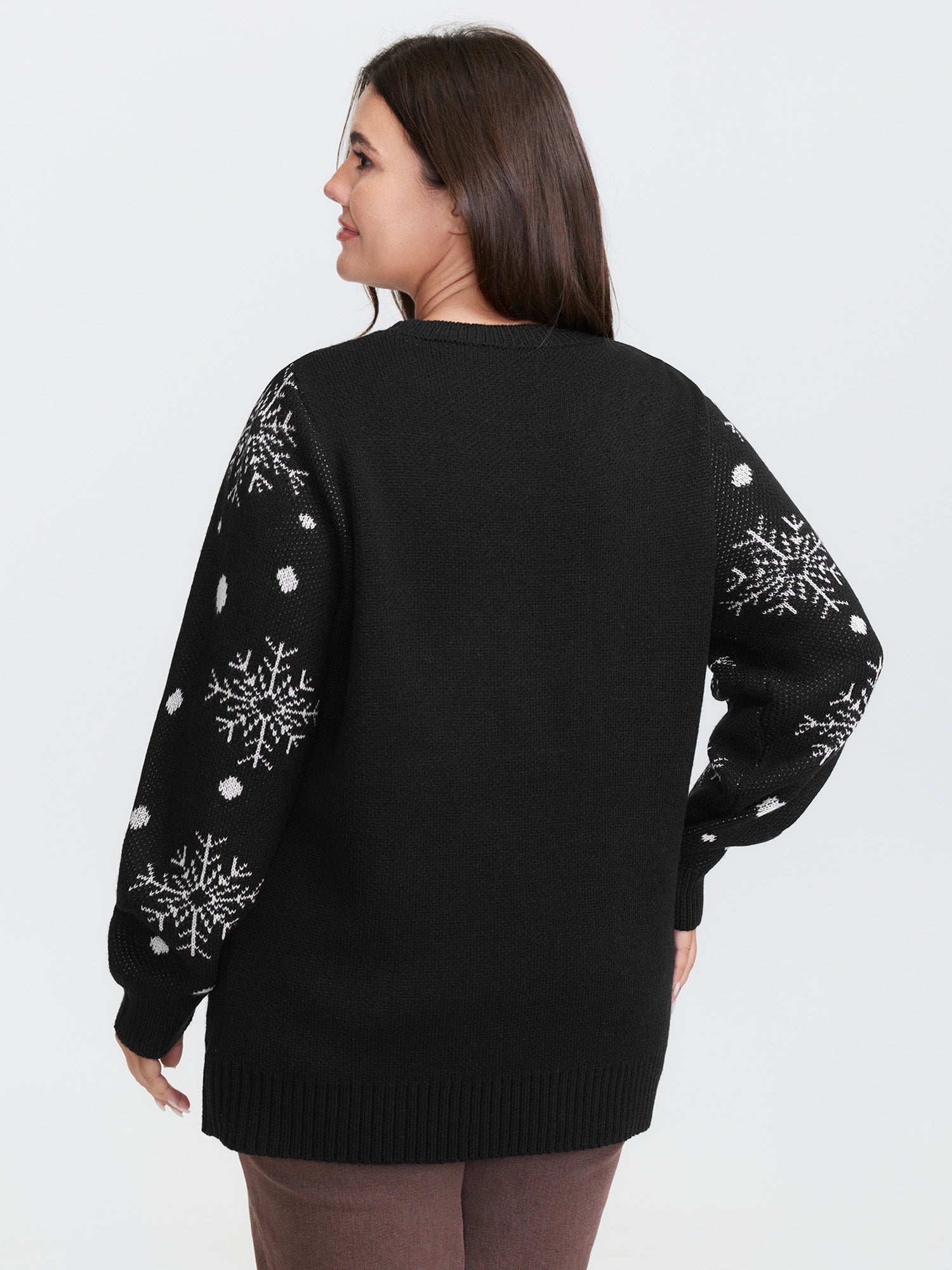 Deer Snowflake Pattern Jacquard Pullover