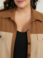 Two Tone Button Through Patchwork Coat