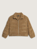 Corduroy Lined Zipper Puffer Parka