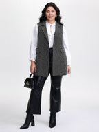 Tweed Long Pockets Notched Lapels Vest