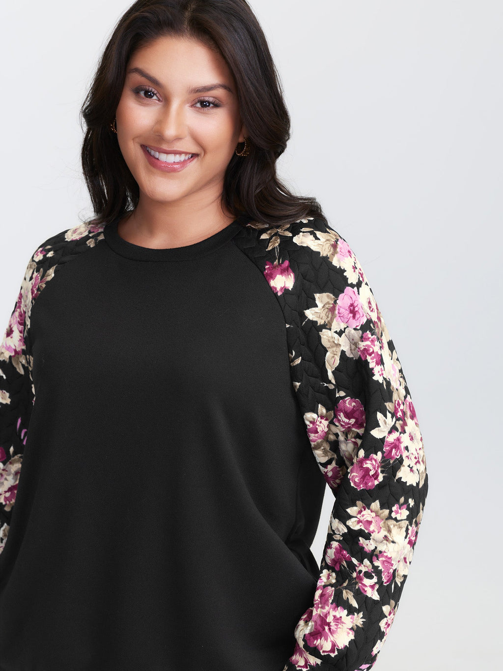 Floral Print Raglan Sleeve Sweatshirt