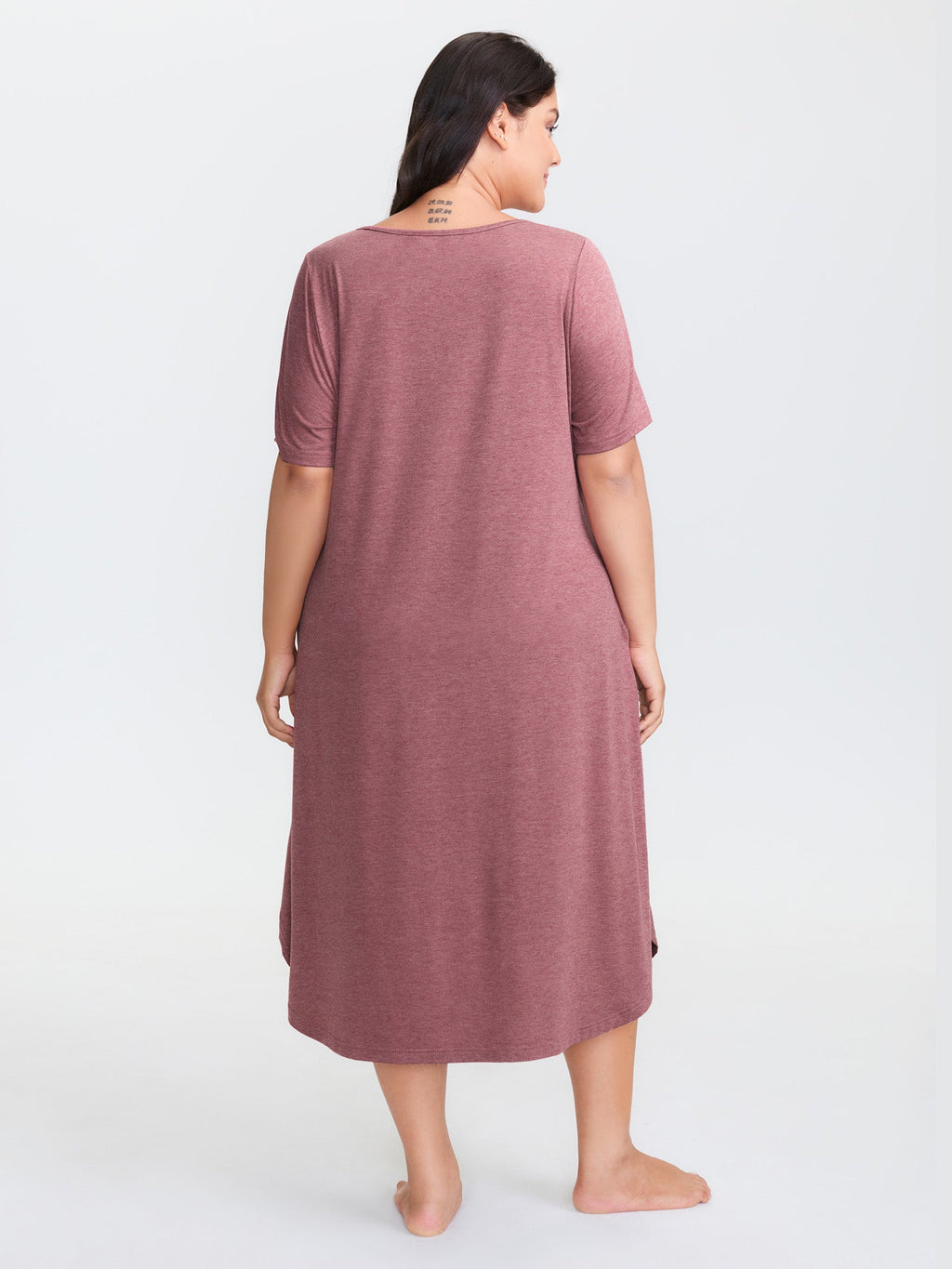 Happy Cat Print Stretchy Contrast Sleep Dress