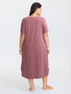 Happy Cat Print Stretchy Contrast Sleep Dress