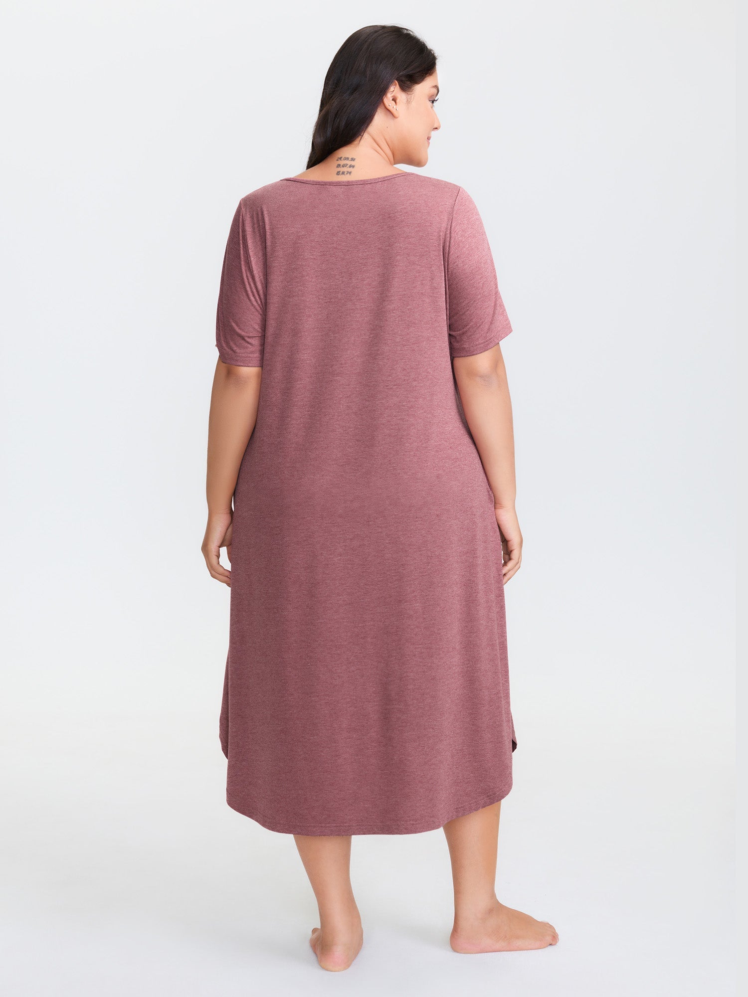 Happy Cat Print Stretchy Contrast Sleep Dress