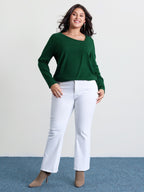 Super Stretchy Ribbed Asymmetrical Neck T-Shirt