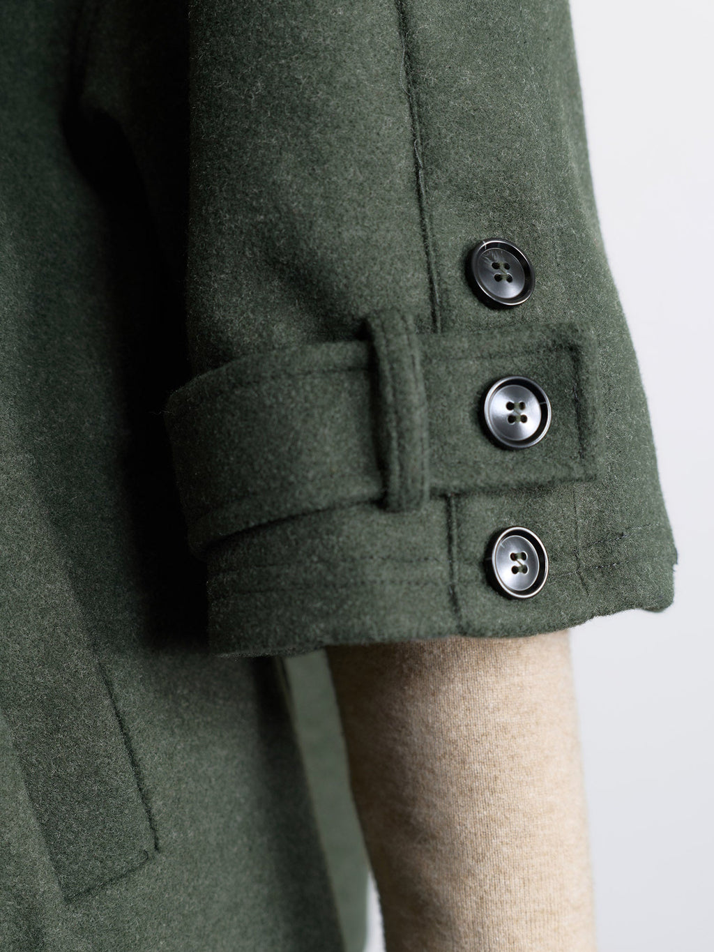 Rolled Button Sleeve Pockets Coat