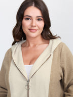 Hooded Colorblock Zipper Jacket