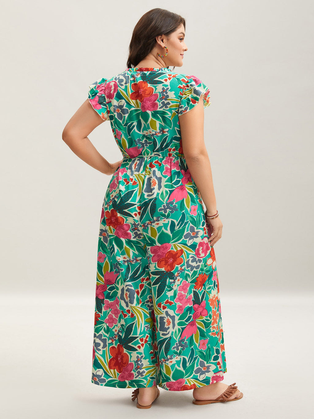 Sunkissed Floral Print Button Wide-Leg Jumpsuit