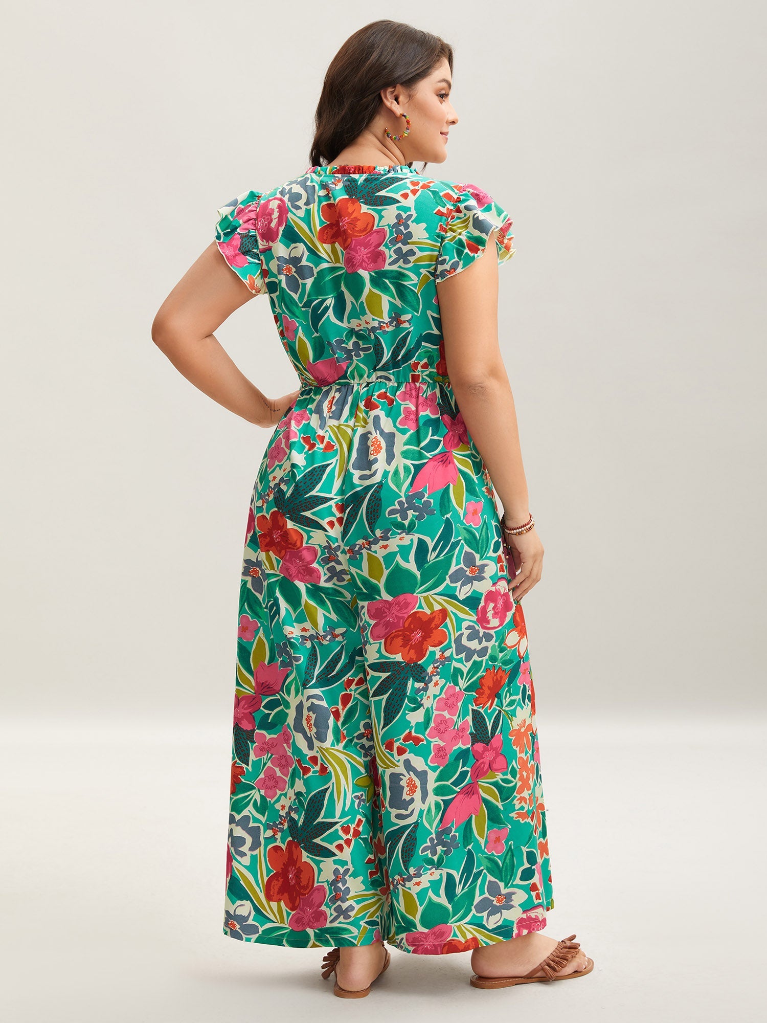 Sunkissed Floral Print Button Wide-Leg Jumpsuit