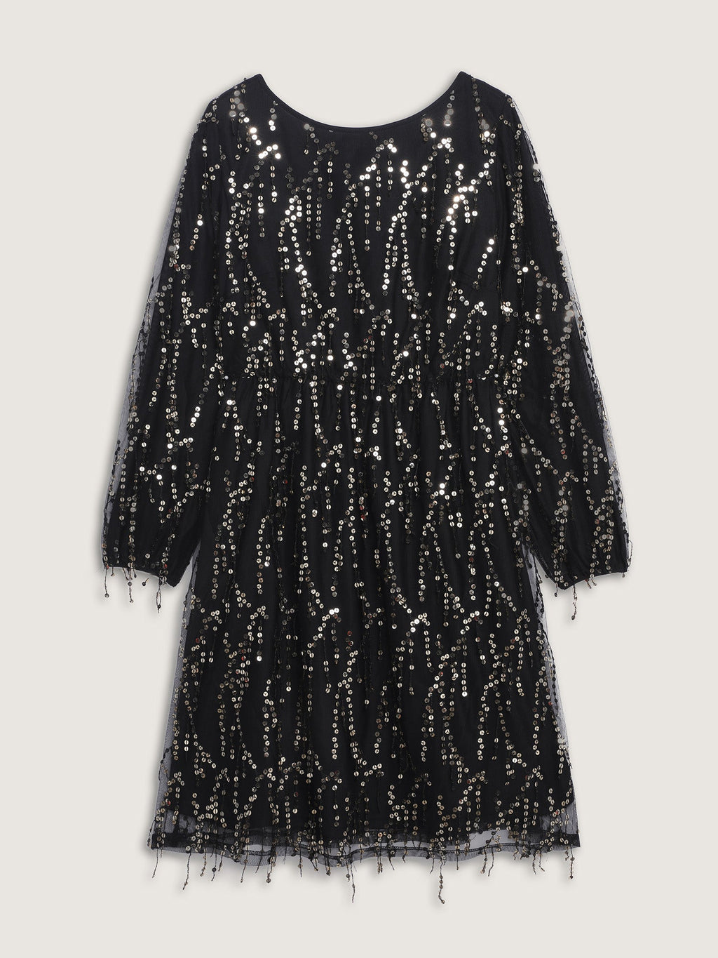 Back Bow Tie Fringe Sequin Midi Dress