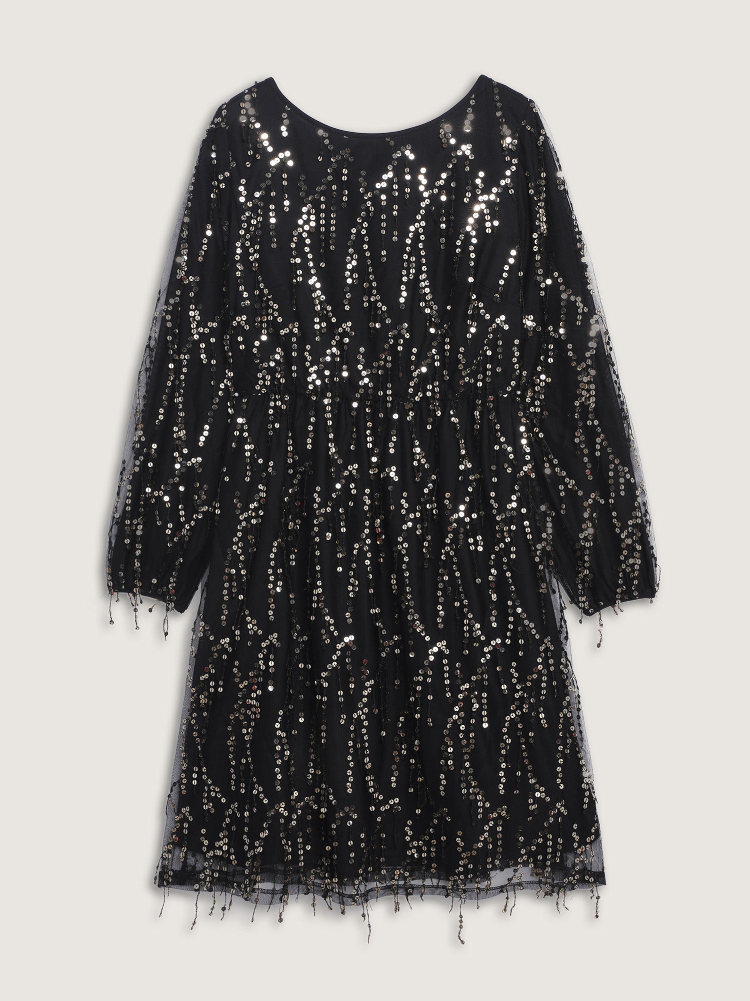 Back Bow Tie Fringe Sequin Midi Dress