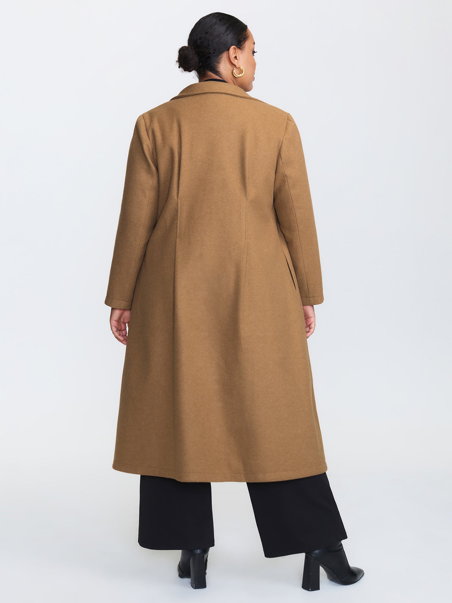 Button Front Pleated Plain Coat