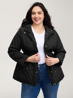 Drawstring Waist Pockets Quilted Jacket