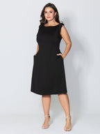 Shoulder Tie Sculpting Bodice Midi Dress