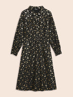 Glitter Floral Frill Trim Shirred Dress