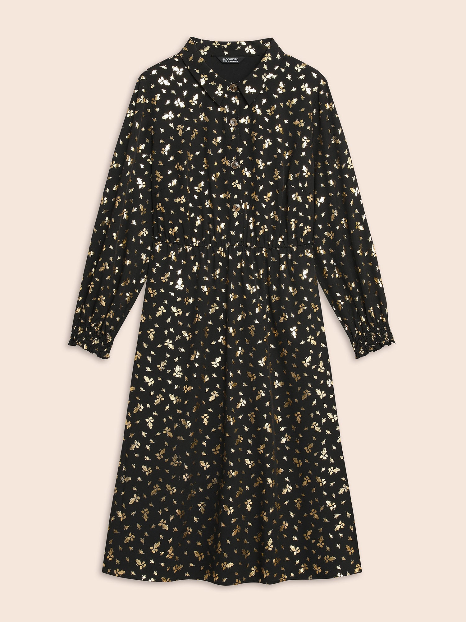 Glitter Floral Frill Trim Shirred Dress