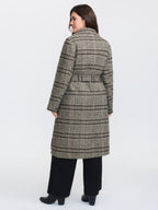 Plaid Belted Waist-Defining Coat