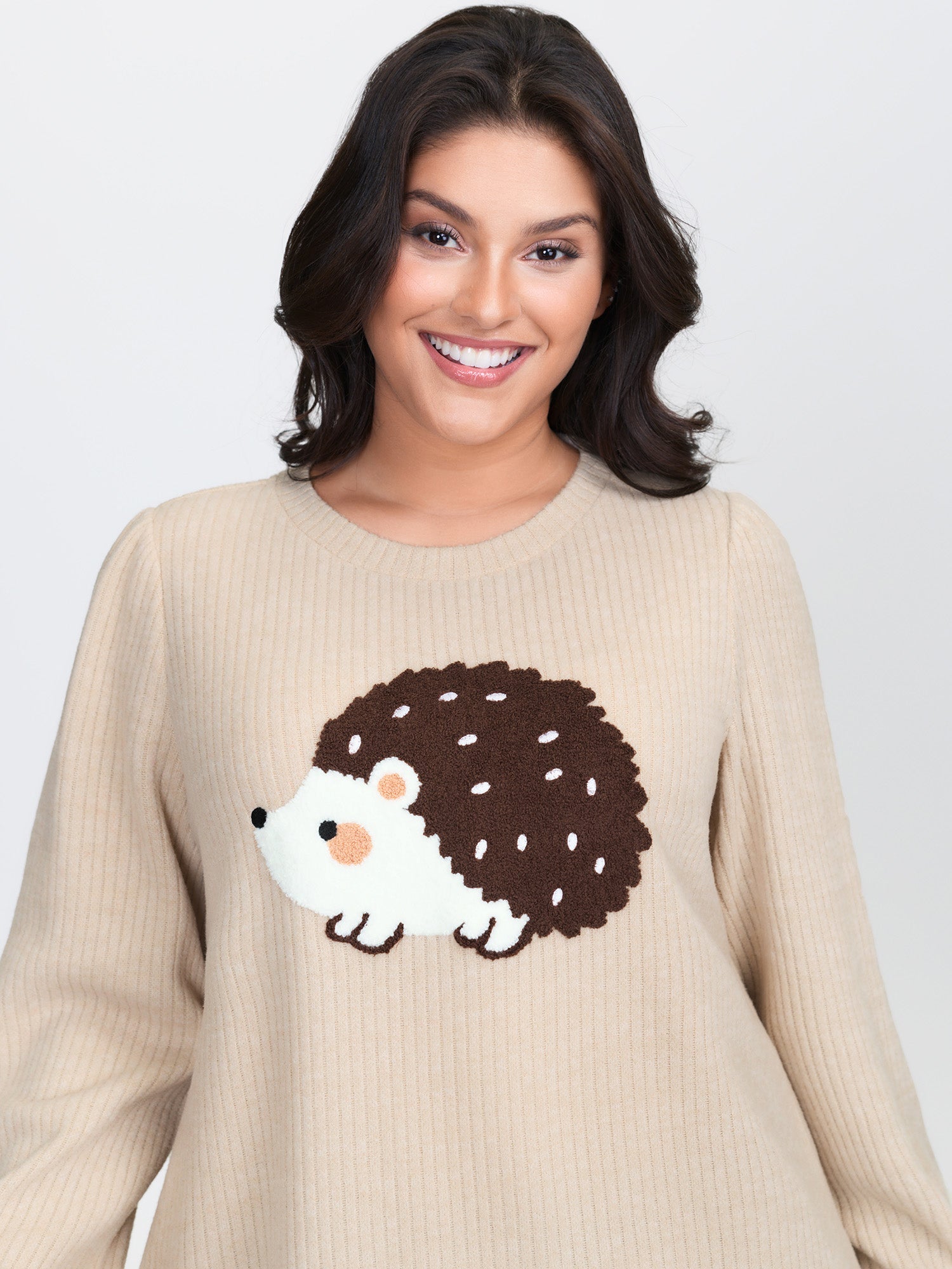 Towel Embroidered Cozy Animal Print Sweatshirt