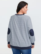 Colorblock Stripe Round Neck Sweatshirt