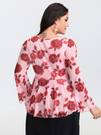 Rosy Romance Sweetheart Neckline Stretchy Blouse