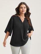Petal Sleeve Toothpick Pleats Shirt