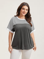 Solid and Striped Contrast Hem T-Shirt