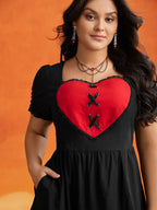 Sweet Romance Heart Motif Midi Dress