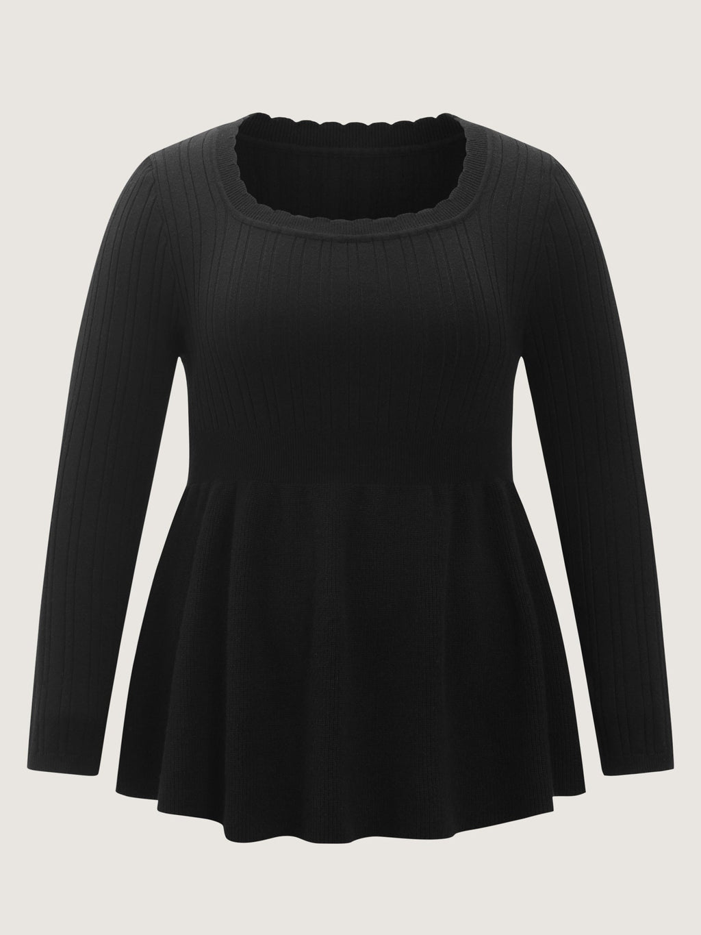 Textured Scoop Neck Cinched-Waist Pullover