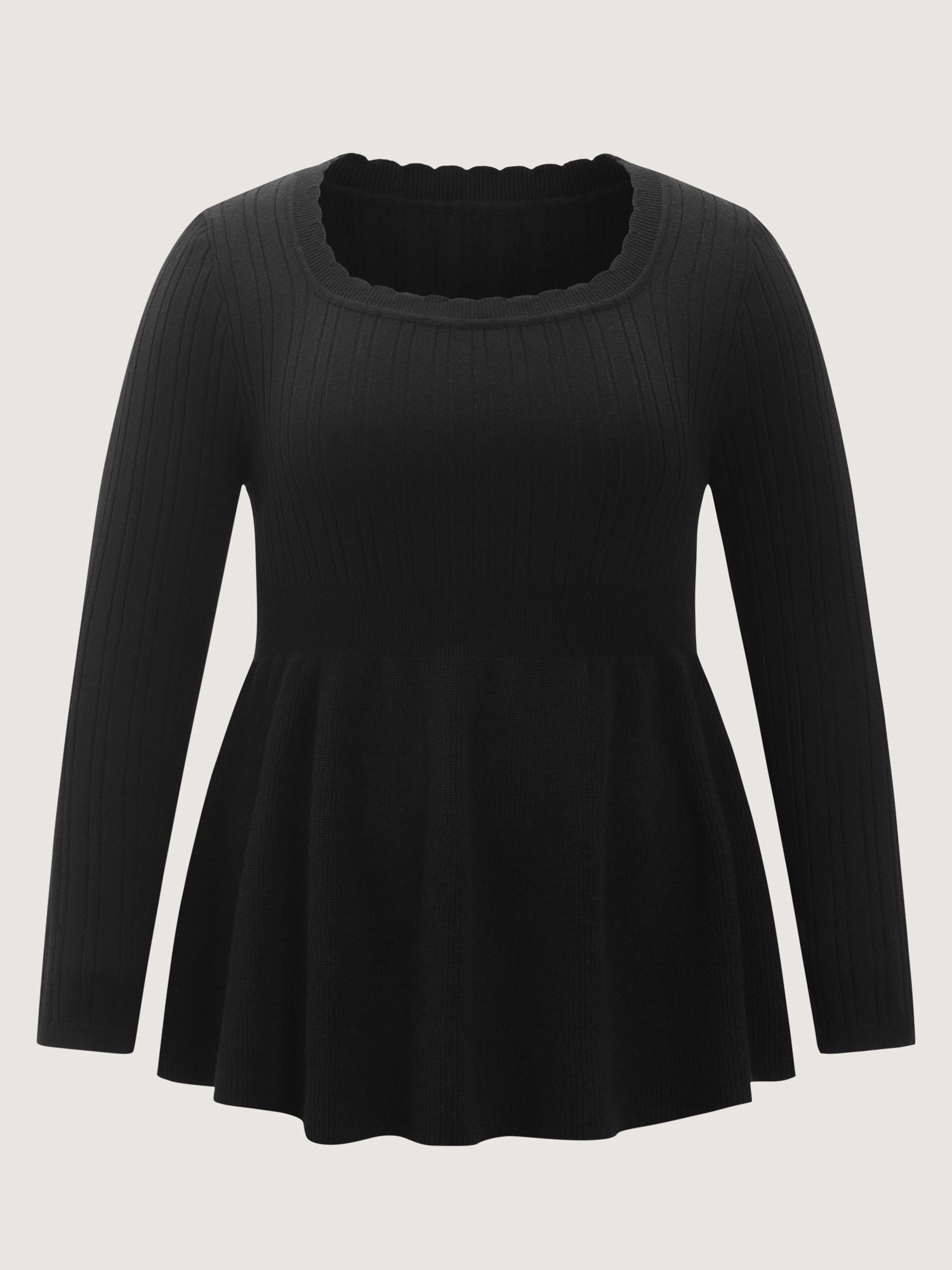 Textured Scoop Neck Cinched-Waist Pullover