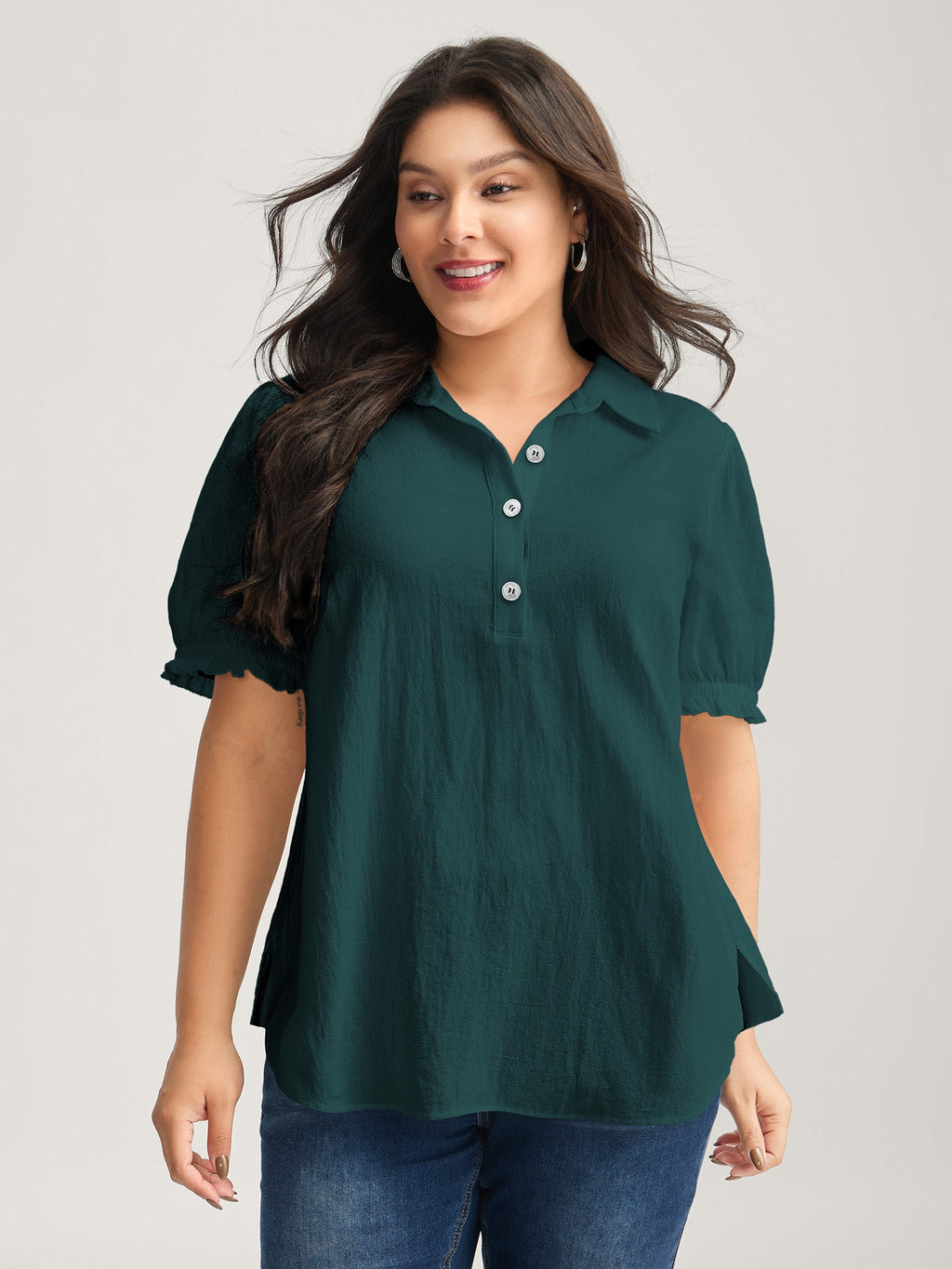 Pure Cotton Ruffled Puffy Sleeve Blouse