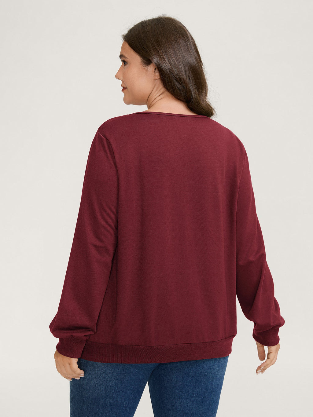 Plaid Spliced Wrap Contrast Sweatshirt