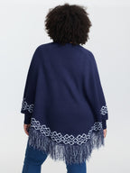 Jacquard Geometric Pattern Fringe Pullover
