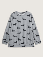 Puppy Print Round Neck Sweatshirt