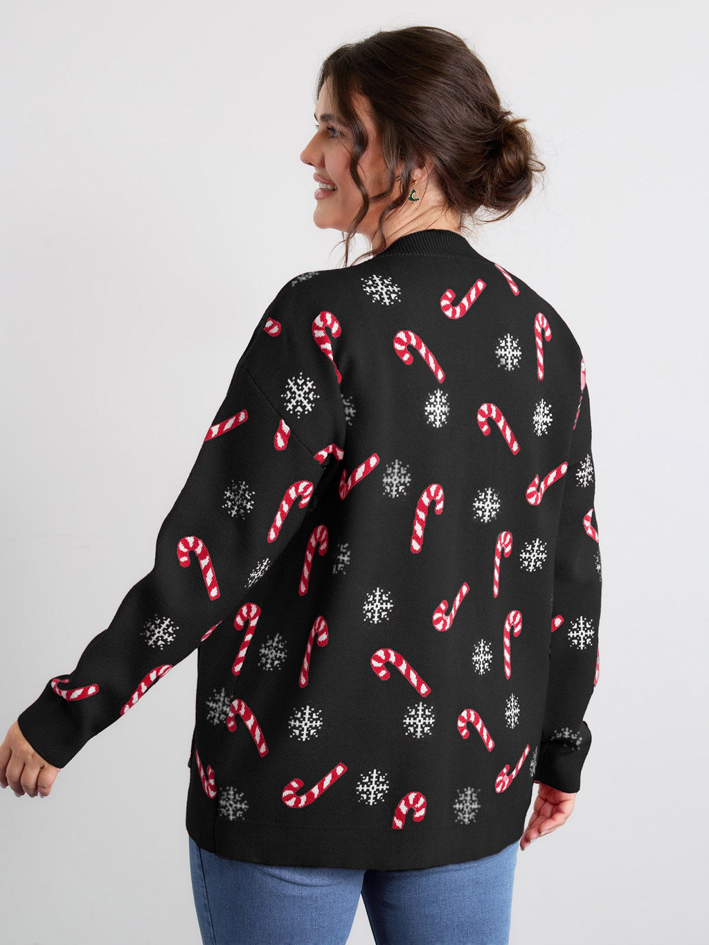 Holiday Candy Patch Pockets Knit Cardigan