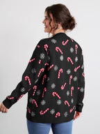 Holiday Candy Patch Pockets Knit Cardigan