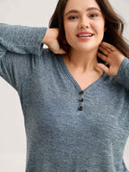 Heather Button Up Long Sleeve T-shirt