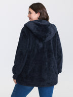 Faux Fur Hooded Pockets Jacket