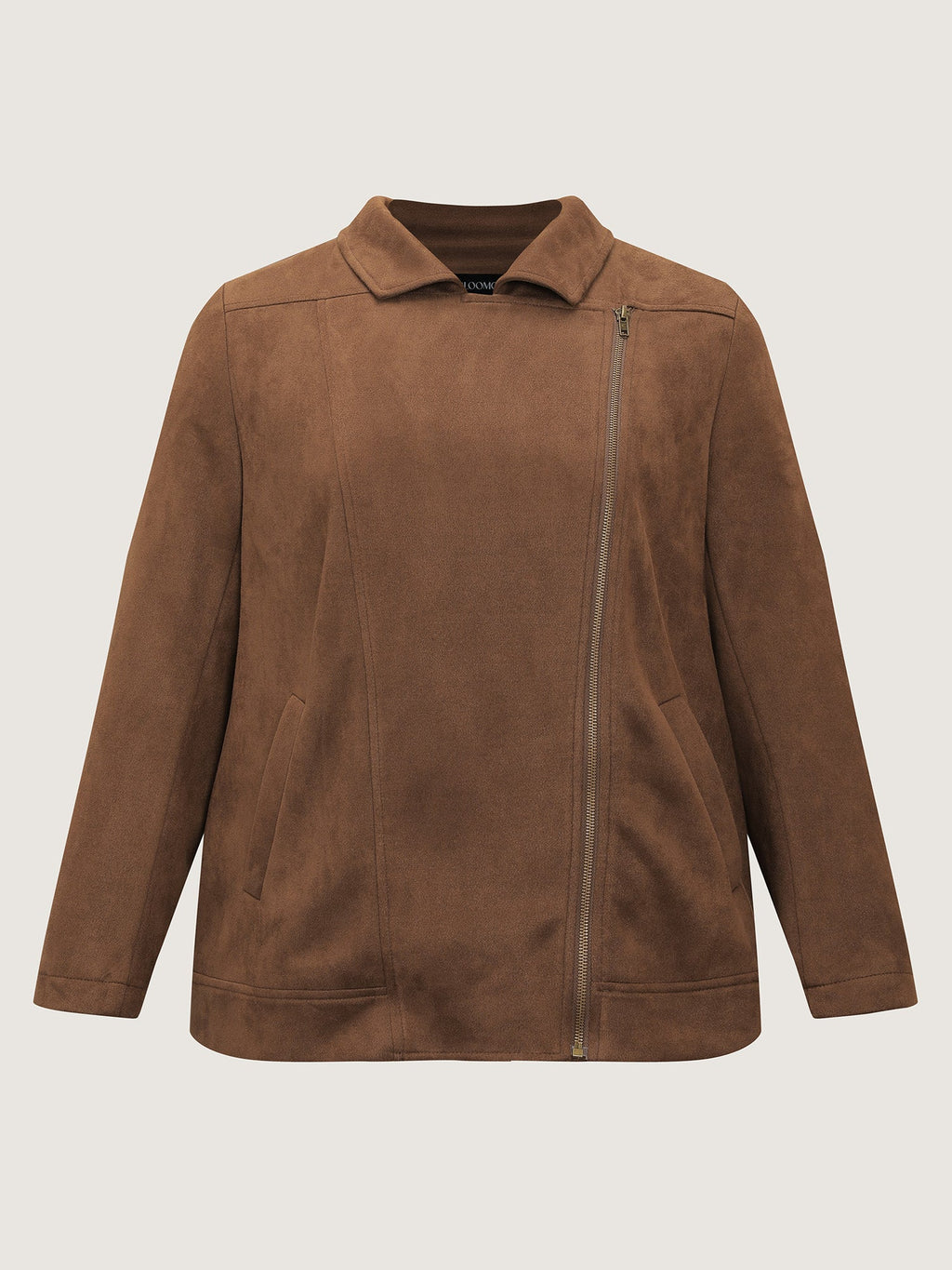 Zipper Detail Lapel Collar Jacket